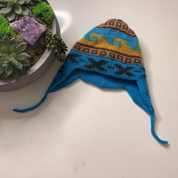 Peruvian wool hand crafted ear trap winter hat fleece lined o/s adult main image 5